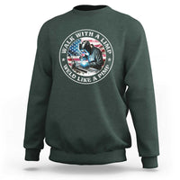 Walk With A Limp Weld Like A Pimp Sweatshirt Funny Welding Welder Patriotic American Flag - Wonder Print Shop