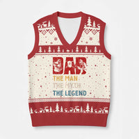 Dad The Man The Myth The Legend V-Neck Knit Sweater Vest Funny Welder Welding - Wonder Print Shop