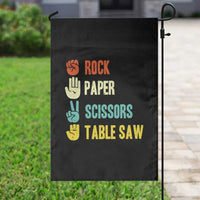 Funny Woodworker Garden Flag Rock Paper Scissors Table Saw - Wonder Print Shop