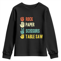Funny Woodworker Youth Sweatshirt Rock Paper Scissors Table Saw - Wonder Print Shop