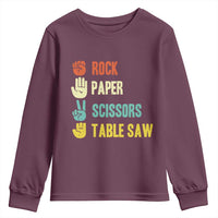 Funny Woodworker Youth Sweatshirt Rock Paper Scissors Table Saw - Wonder Print Shop