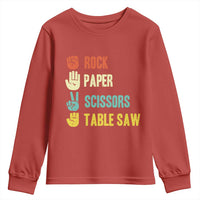 Funny Woodworker Youth Sweatshirt Rock Paper Scissors Table Saw - Wonder Print Shop