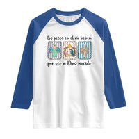 Nativity Scene Christian Christmas Raglan Shirt Feliz Navidad - Wonder Print Shop