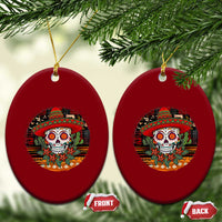 Sugar Skull Mexican Christmas Ceramic Ornament - Wonder Print Shop