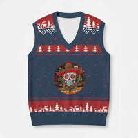 Sugar Skull Mexican Xmas V-Neck Knit Sweater Vest - Wonder Print Shop