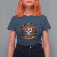 Sugar Skull Mexican Christmas T Shirt For Women - Wonder Print Shop