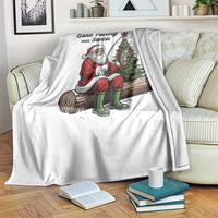 Santa Fishing Chritsmas Throw Blanket Funny Fisherman Xmas - Wonder Print Shop