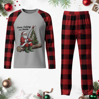 Santa Fishing Chritsmas Plaid Pajama Set Funny Fisherman Xmas - Wonder Print Shop