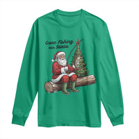 Santa Fishing Chritsmas Long Sleeve Shirt Funny Fisherman Xmas - Wonder Print Shop