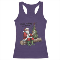 Santa Fishing Chritsmas Racerback Tank Top Funny Fisherman Xmas - Wonder Print Shop