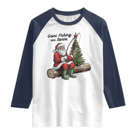 Santa Fishing Chritsmas Raglan Shirt Funny Fisherman Xmas - Wonder Print Shop