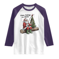 Santa Fishing Chritsmas Raglan Shirt Funny Fisherman Xmas - Wonder Print Shop
