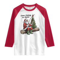 Santa Fishing Chritsmas Raglan Shirt Funny Fisherman Xmas - Wonder Print Shop