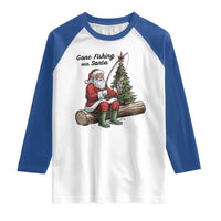 Santa Fishing Chritsmas Raglan Shirt Funny Fisherman Xmas - Wonder Print Shop
