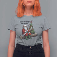 Santa Fishing Chritsmas T Shirt For Women Funny Fisherman Xmas - Wonder Print Shop