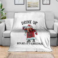 Funny Christmas Wine Throw Blanket Drink Up Bitches It Is Christmas - Wonder Print Shop