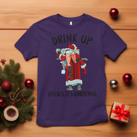 Funny Christmas Wine T Shirt Drink Up Bitches It Is Christmas - Wonder Print Shop