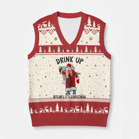 Funny Xmas Wine V-Neck Knit Sweater Vest Drink Up Bitches It Is Xmas - Wonder Print Shop