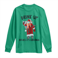 Funny Christmas Wine Long Sleeve Shirt Drink Up Bitches It Is Christmas - Wonder Print Shop