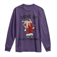 Funny Christmas Wine Long Sleeve Shirt Drink Up Bitches It Is Christmas - Wonder Print Shop