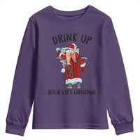 Funny Christmas Wine Youth Sweatshirt Drink Up Bitches It Is Christmas - Wonder Print Shop