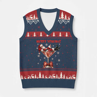 Funny Xmas Wine V-Neck Knit Sweater Vest Santa Feeling Xmas - Wonder Print Shop