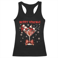 Funny Christmas Wine Racerback Tank Top Santa Feeling Xmas - Wonder Print Shop