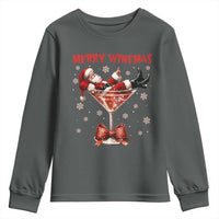 Funny Christmas Wine Youth Sweatshirt Santa Feeling Xmas - Wonder Print Shop