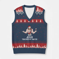 Funny Xmas Wine V-Neck Knit Sweater Vest Jesus Drank Wine - Wonder Print Shop