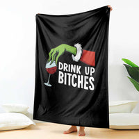 Funny Christmas Wine Throw Blanket Drink Up Bitches - Wonder Print Shop