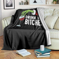 Funny Christmas Wine Throw Blanket Drink Up Bitches - Wonder Print Shop