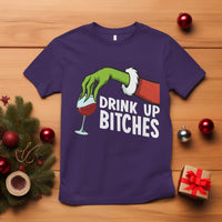 Funny Christmas Wine T Shirt Drink Up Bitches - Wonder Print Shop