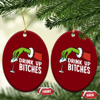 Funny Christmas Wine Ceramic Ornament Drink Up Bitches - Wonder Print Shop