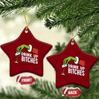 Funny Christmas Wine Ceramic Ornament Drink Up Bitches - Wonder Print Shop