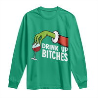 Funny Christmas Wine Long Sleeve Shirt Drink Up Bitches - Wonder Print Shop