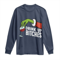 Funny Christmas Wine Long Sleeve Shirt Drink Up Bitches - Wonder Print Shop