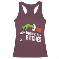 Funny Christmas Wine Racerback Tank Top Drink Up Bitches - Wonder Print Shop