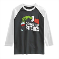 Funny Christmas Wine Raglan Shirt Drink Up Bitches - Wonder Print Shop
