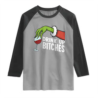 Funny Christmas Wine Raglan Shirt Drink Up Bitches - Wonder Print Shop