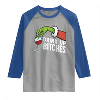 Funny Christmas Wine Raglan Shirt Drink Up Bitches - Wonder Print Shop