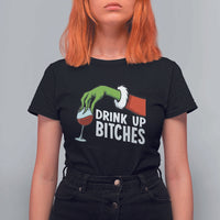 Funny Christmas Wine T Shirt For Women Drink Up Bitches - Wonder Print Shop