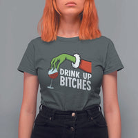 Funny Christmas Wine T Shirt For Women Drink Up Bitches - Wonder Print Shop