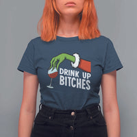 Funny Christmas Wine T Shirt For Women Drink Up Bitches - Wonder Print Shop