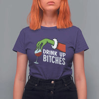 Funny Christmas Wine T Shirt For Women Drink Up Bitches - Wonder Print Shop