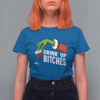 Funny Christmas Wine T Shirt For Women Drink Up Bitches - Wonder Print Shop