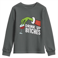 Funny Christmas Wine Youth Sweatshirt Drink Up Bitches - Wonder Print Shop