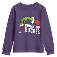 Funny Christmas Wine Youth Sweatshirt Drink Up Bitches - Wonder Print Shop