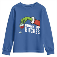 Funny Christmas Wine Youth Sweatshirt Drink Up Bitches - Wonder Print Shop
