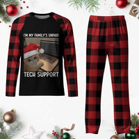 Funny Tech Support Cat Christmas Plaid Pajama Set - Wonder Print Shop