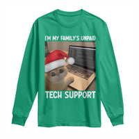 Funny Tech Support Cat Christmas Long Sleeve Shirt - Wonder Print Shop